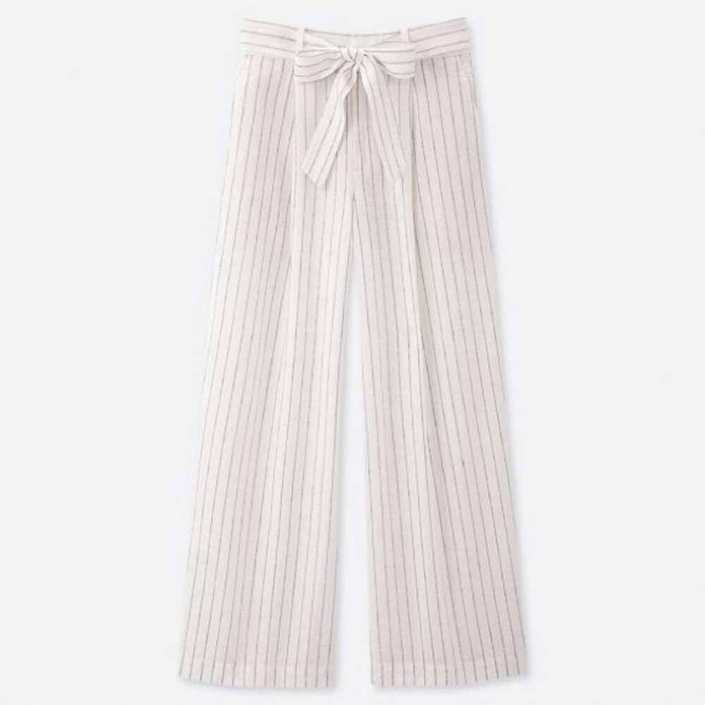 Uniqlo Linen Cotton Paperbag Tie Waist Pants
